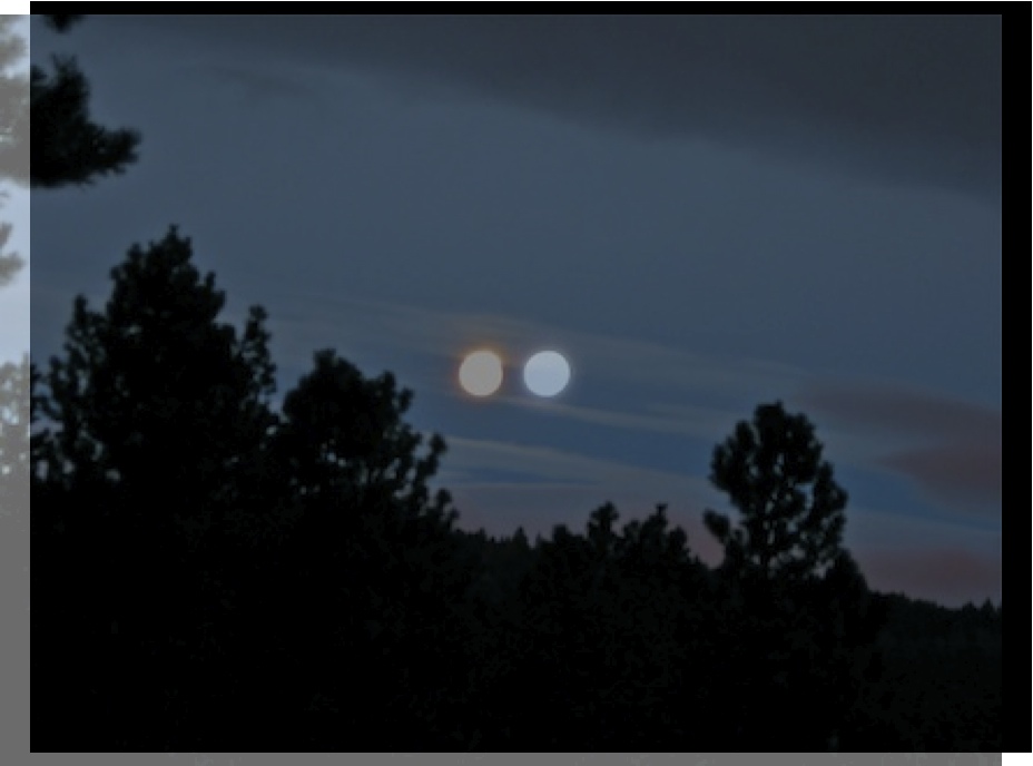 Moon
                    setting and in sky